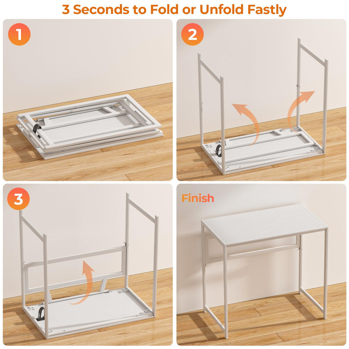 GreenForest Folding Desk 80cm No Assembly Required for Small Space, White