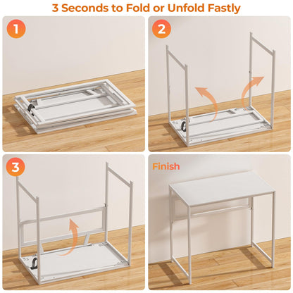 GreenForest Folding Desk 80cm No Assembly Required for Small Space, White