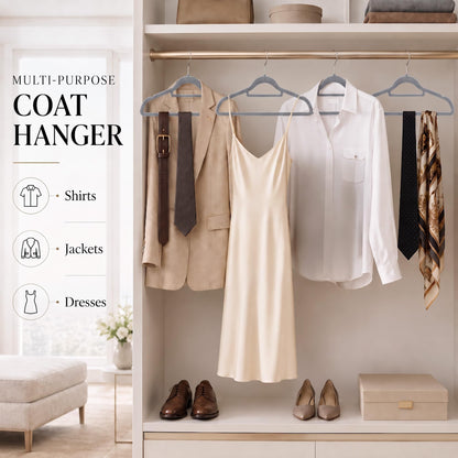 Housezy Coat Hangers, 20 Pack, Non-Slip Velvet Hangers for Clothes with Tie Bar & 360° Rotating Hook, Strong & Durable