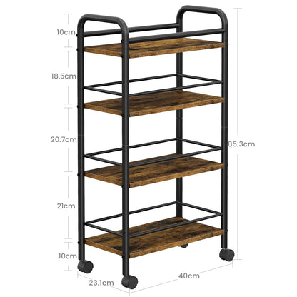 Asgolion 4-Tier Trolley, Space-Saving Kitchen storage trolley with Wheels