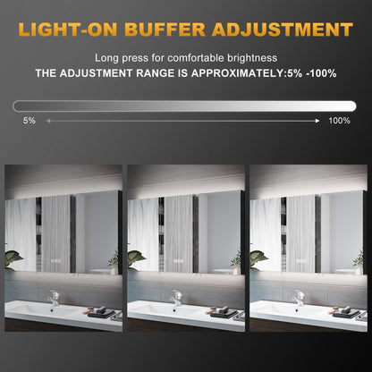 ELEGANT LED Bathroom Cabinet with Shaver Socket Triple Door Wall Mounted Black Bathroom Mirror Cabinets with Three-color Infinitely Dimmable and