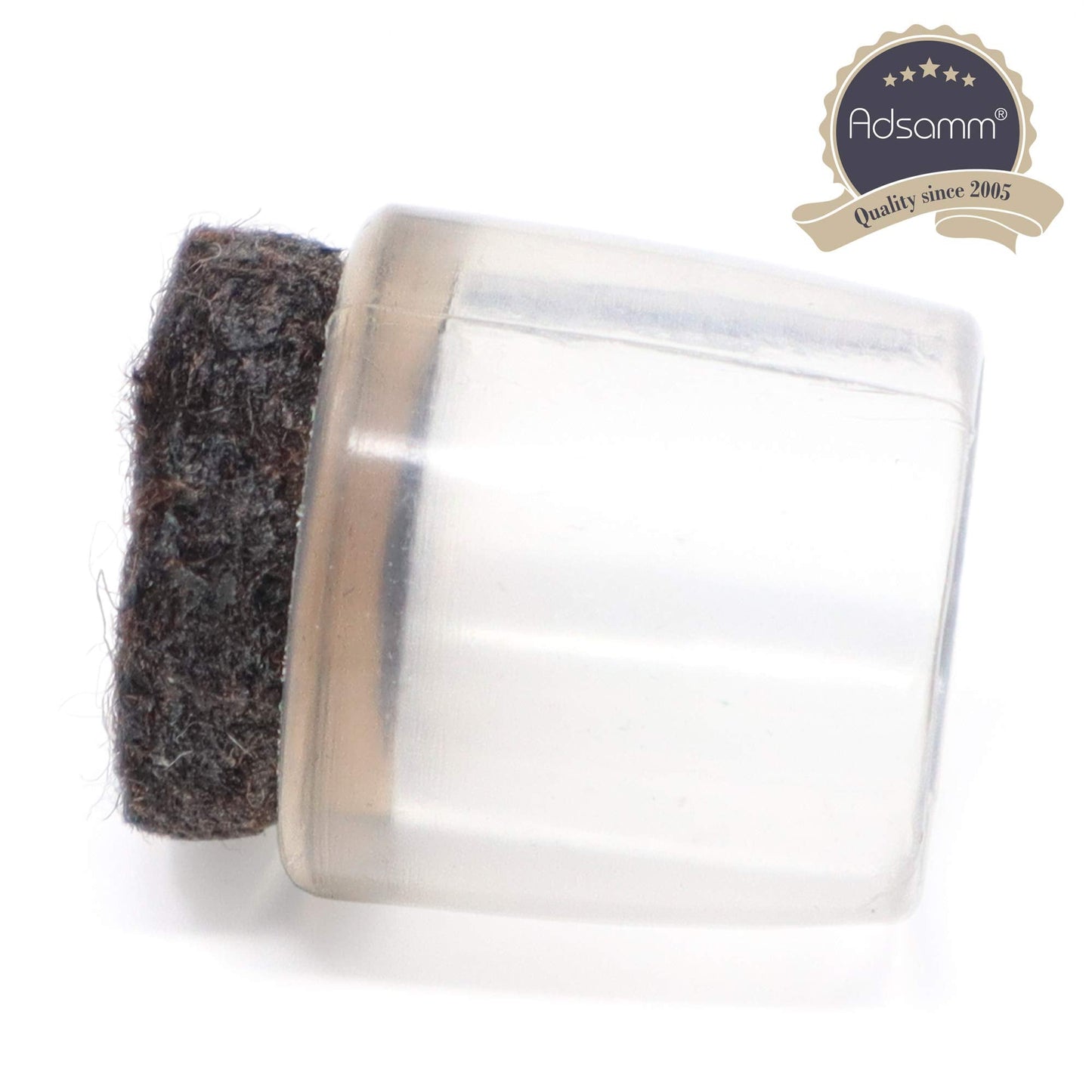 Adsamm / 16 x Leg tips with felt for round tubes | ø for round tubes 0.51-0.55 '' (13-14 mm) | trasparente | round