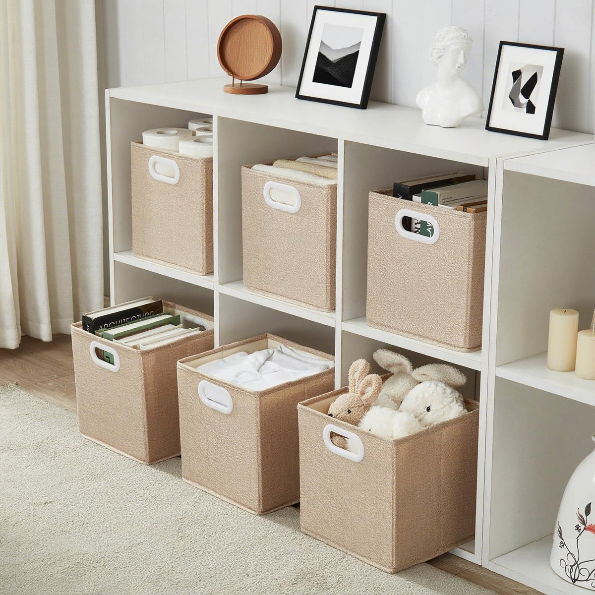 Mangata Cube Storage Boxes 33x38x33cm, Light Khaki, 3Pcs