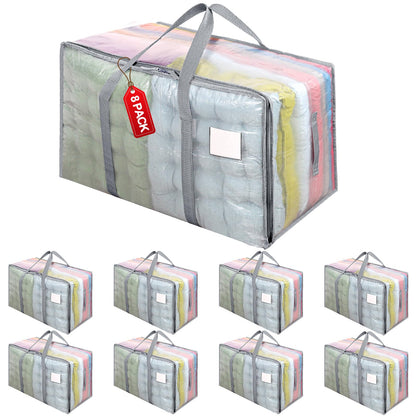 Dntorx 8 Pack 105L Moving Bags Clothes Storage Bags Drom Packing Box, Grey