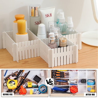16 PCS Drawer Dividers Adjustable Drawer Organizer White Drawer Organiser 32 x 7 cm DIY Cut at Will for Socks, Underwear, Makeup, Kitchen, Bedroom