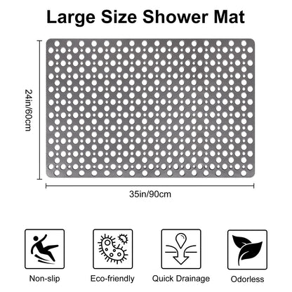 Shower Mat Non Slip Anti Mould: 60 x 90 cm Large Shower Mat for Inside Walk-in Shower Tray - Soft TPE Anti Slip Shower Mat for Bathroom Wet Floor