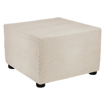 sourcing map Stretch Ottoman Cover Twill Square Ottoman Slipcover with Elastic for Foot Stool Living Room Bedroom Fit Length 57-70cm / 23"-27"