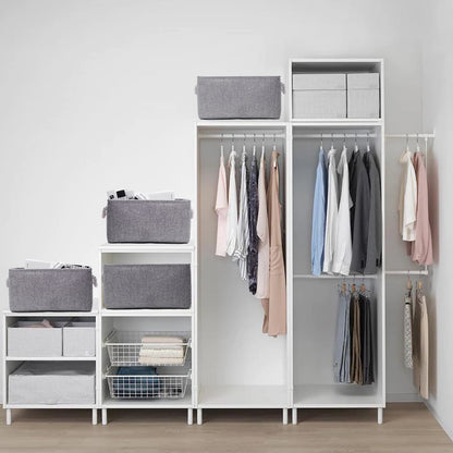 PWVMWM Fabric Grey Storage Boxes with Handles, Small Canvas Storage Basket for Cupboards, Shelves, Toys, Clothes, Office (grey, small)
