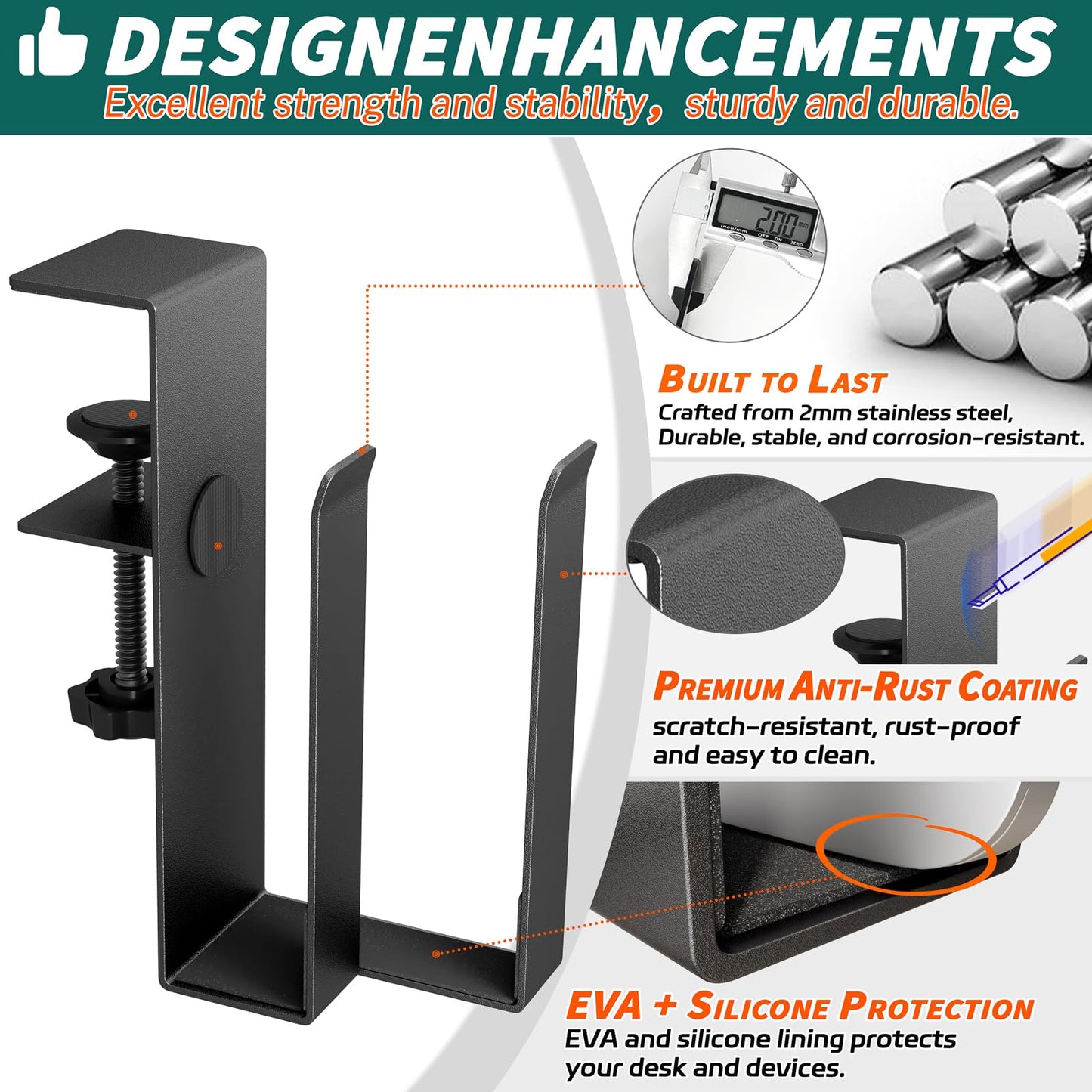 otuiaim Laptop Desk Stand with Clamp, 2-Layer for 2 Devices < 38mm Thick