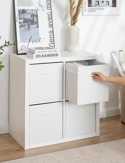 StorageWorks White Storage Cubes, Storage Cube Boxes with Handle, Cube Storage Basket for Shelves, Fabric Organiser Boxes for Wardrobe