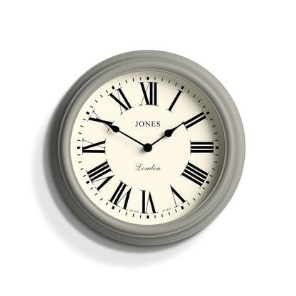 Jones Clocks Venetian wall clock | Classic round clock | 30cm | Grey | Roman numerals | Traditional design ideal for kitchen, living room or bedroom
