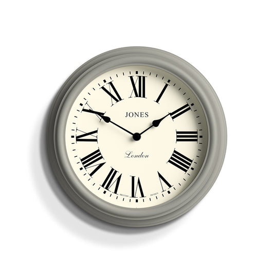 Jones Clocks Venetian wall clock | Classic round clock | 30cm | Grey | Roman numerals | Traditional design ideal for kitchen, living room or bedroom