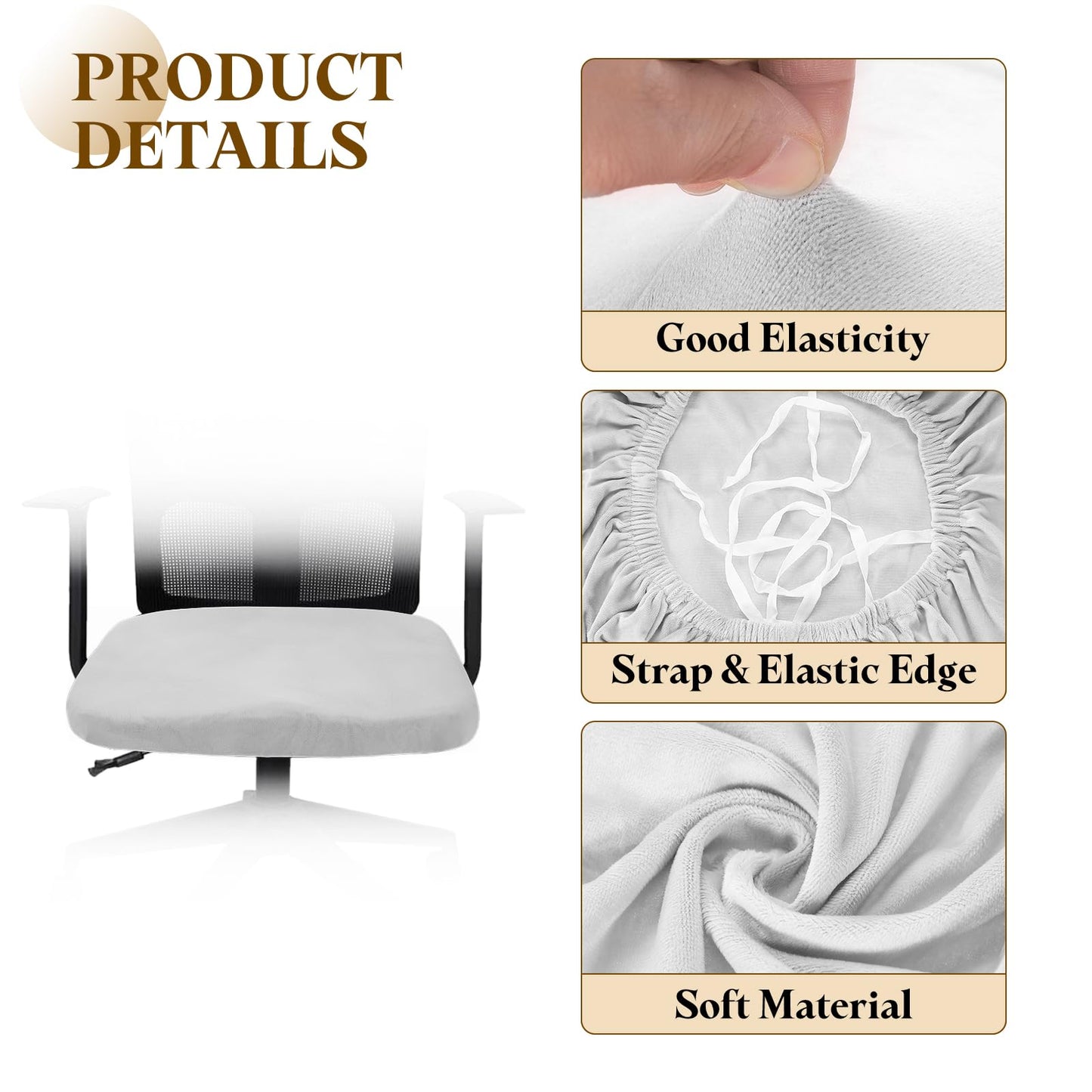 sourcing map Office Chair Cover, Stretchable Soft Rotating Chair Slipcover Washable Desk Computer Seat Cover Protector for Office Home, L(45-48cm)
