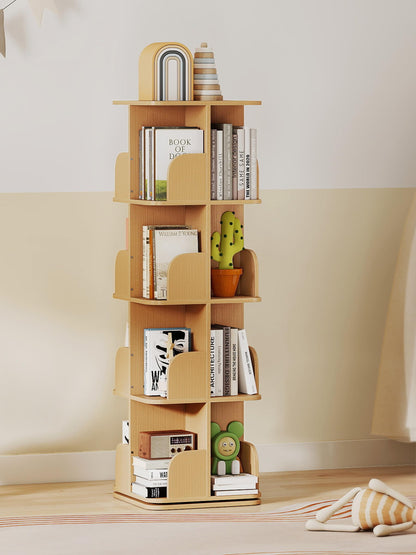 yeshine 4 Tier Rotating Bookshelf Wood Square Revolving Bookcase