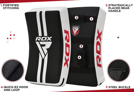 RDX Kick Shield Muay Thai Kickboxing, 60CM Large Heavy Curved Kicking Striking Body Pad, Punching Foot Target MMA Boxing Training, 3 Padded Handles,