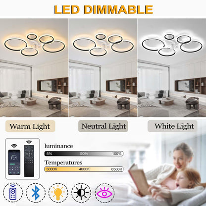 YUNZI Modern Ceiling Fan with Lamp with Remote Control LED 72W Dimmable Fan Ceiling Light Ceiling Fan Lighting for Living Room Bedroom Kitchen, 6