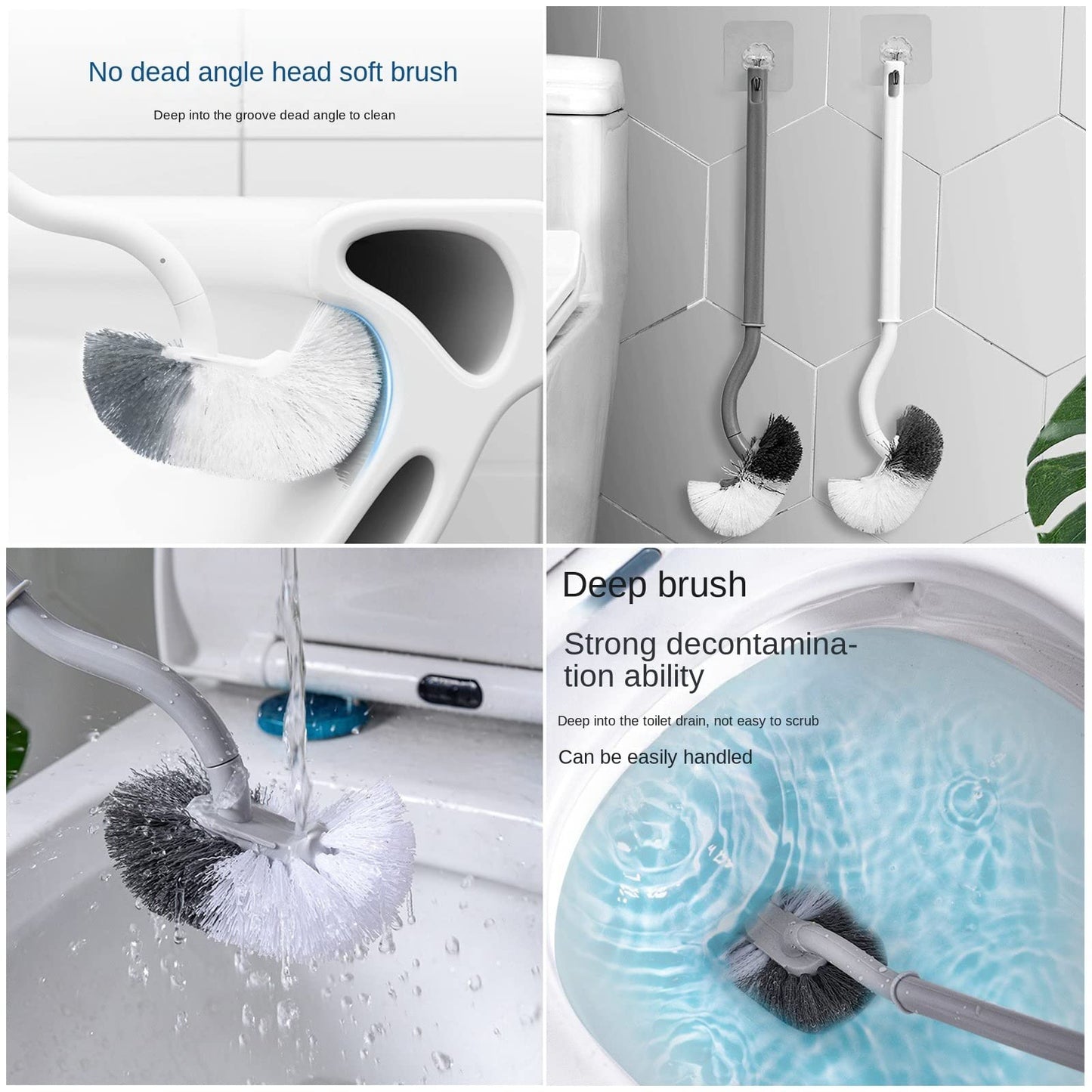 Toilet Brush Bowl Cleaner Scrubber Brushes for Bathroom Long Handle, 2 Pack
