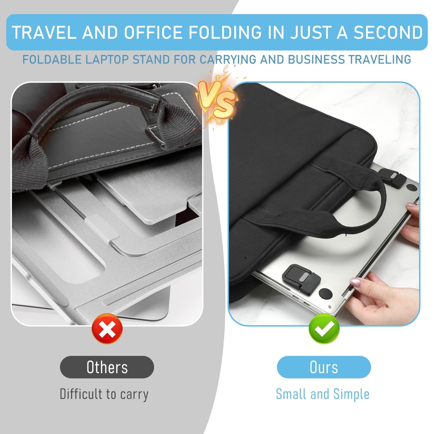 Skrfren 4pcs Portable Keyboard Riser, Mini Foldable Laptop Stand for Desk Self-Adhesive Invisible Laptop Feet Adjustable Computer Keyboard Lift for