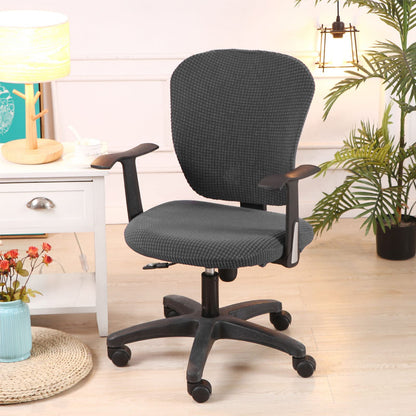 Fenteer Stretch Office Covers Seat Cover Slipcover Desk Seat Cushion Protectors for Computer, Dark Grey