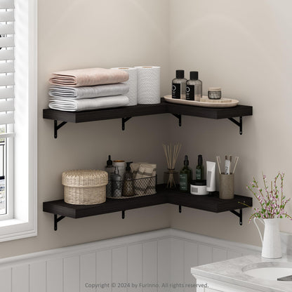 Furinno TANNA Floating Shelves for Wall Set of 4, 55.9cm Bathroom Wall Shelf, Wall Mounted Shelf, for Bathroom Organizers and Storage, Living Room