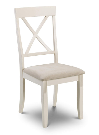 Julian Bowen Davenport Dining Chairs, Set of 2, Ivory - H96.5 x W44 x D52cm