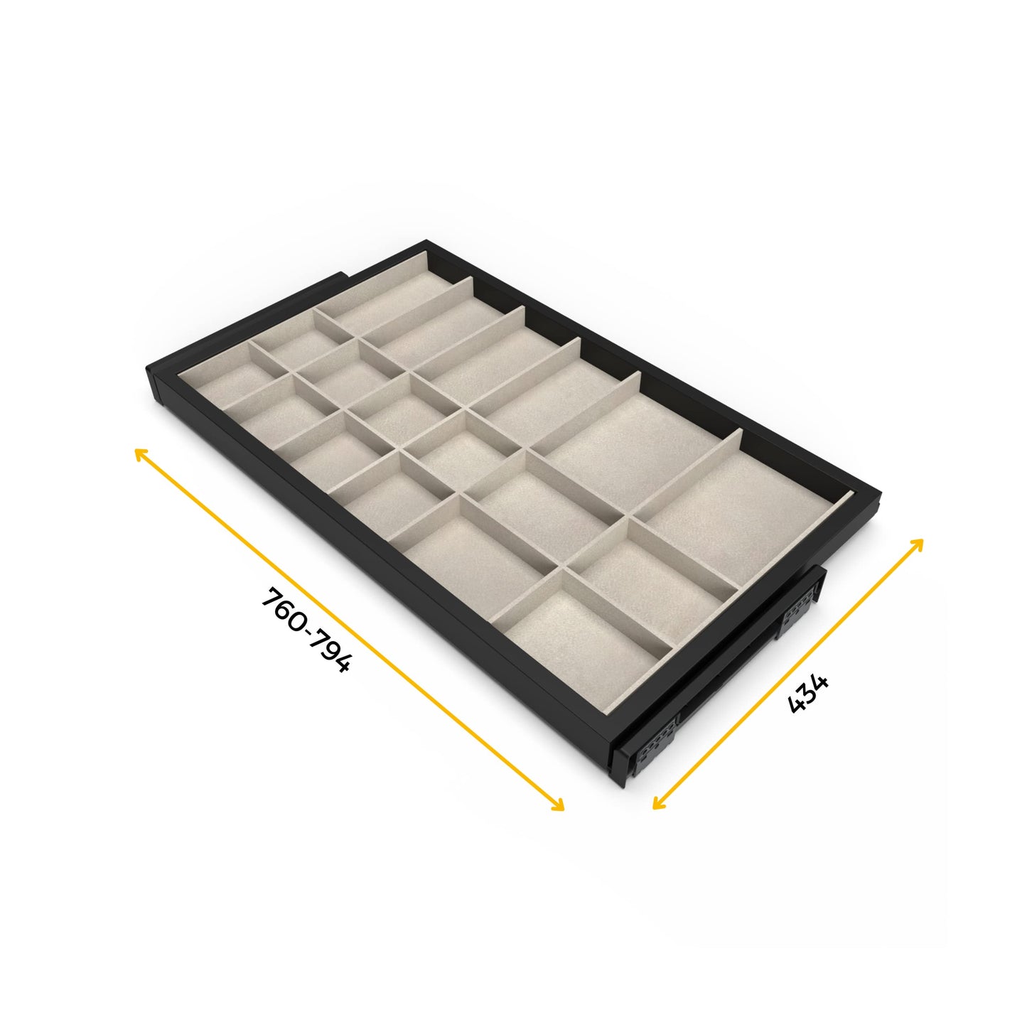 Emuca - Kit of organizer drawer with rack with soft-close slide for closets, adjustable, module 800mm (31,5 inch)