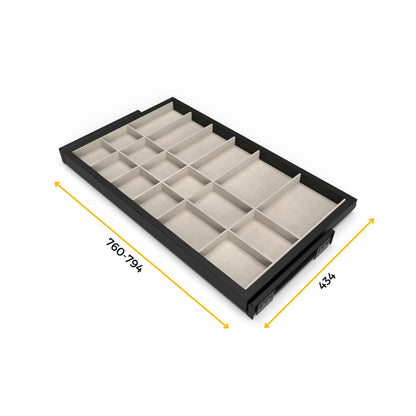Emuca - Kit of organizer drawer with rack with soft-close slide for closets, adjustable, module 800mm (31,5 inch)