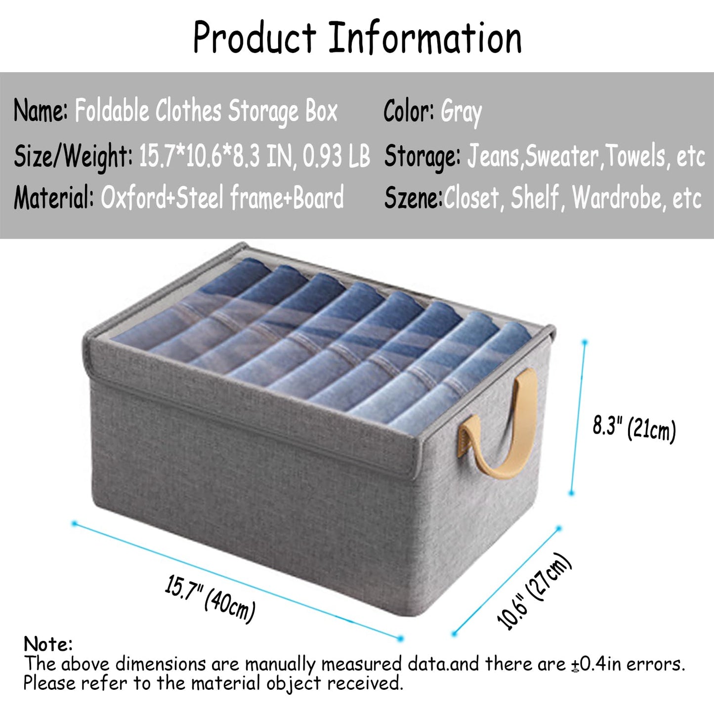 AARAINBOW Wardrobe Clothes Storage Boxes 4 Pc, Stackable Fabric Boxes with Lids Closet Storage
