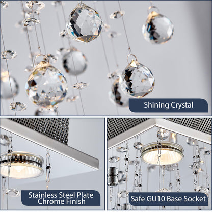 BESTIER Modern Crystal Raindrop Chandelier Lighting Flush Mount LED Ceiling Light Fixture Pendant Lamp for Dining Room Bathroom Bedroom Livingroom 4