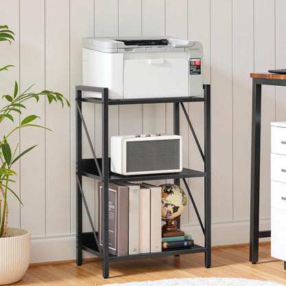 HOOBRO 3-Tier Bookshelf, Industrial Corner Bookcase, Display Rack, Metal Frame, for Living Room, Bedroom, Office, Kitchen, Entryway, Black EBB71SJ01