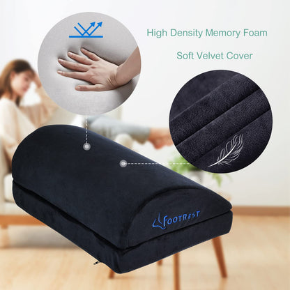 Ergonomic Foot Rest Under Desk, Adjustable Footrest Cushion with 2 Optional Height, Back Leg Knee Feet Support, Non-Slip Foam Footstool Pillow,