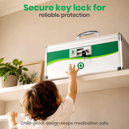 ZORVIDSON Lockable Medicine Box, Medication Storage with Key Lock, Portable First Aid Safe Empty Box