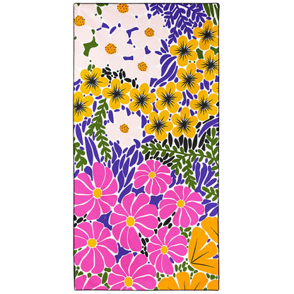 Violetpos Bold Floral Patchwork Beach Towel, Extra Large 180x90 cm 250GSM Microfibre, Sand Free Quick Dry