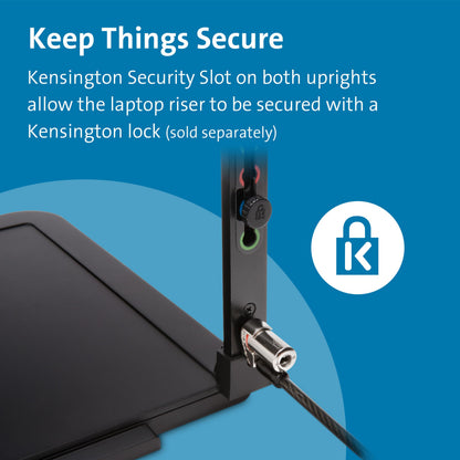 Kensington Laptop Riser - Ergonomic Laptop Stand for Home Office (up to 15.6 inch) with Anti-Skid Design, Security Slot and SmartFit System