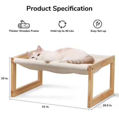 FUKUMARU Cat Bed, Plush Velvet Cat Beds for Indoor Cats, Wooden Cat Hammock, 50 x 40 cm Cat Couch, Suitable for Cats, Dog, Bunny, Rabbit, Kitten and
