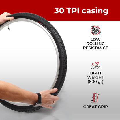 Fincci Set Slick Bike Tyres 26 x 2.126 with 2x Inner Tube Presta - Pair Foldable Bicycle Tyres 54-559 Tyre for Cycle, Road,Mountain, MTB Bicycle -