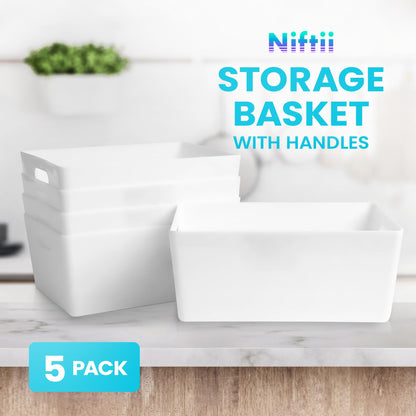 Niftii Storage Boxes | Kitchen Storage & Organisation Baskets 5-Pack 3.9L