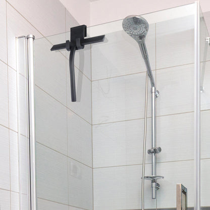 igadgitz home U7224 Silicone Shower Squeegee, Shower Wiper Blade, Window Squeegee with Storage holder - Black