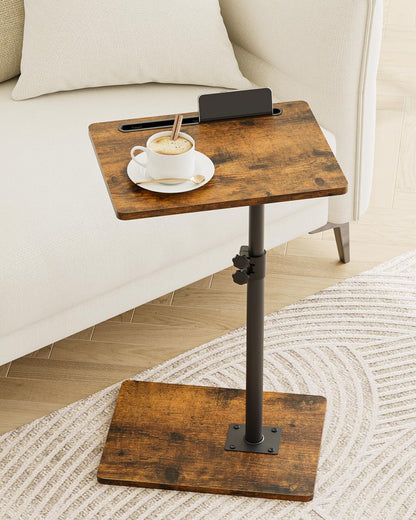 Apetaccat Side Table, C-Shaped Adjustable Sofa Table, 360°Swivel Coffee Tables,40x30x(45-83) cm,Small End Tables Bedside for Living Room