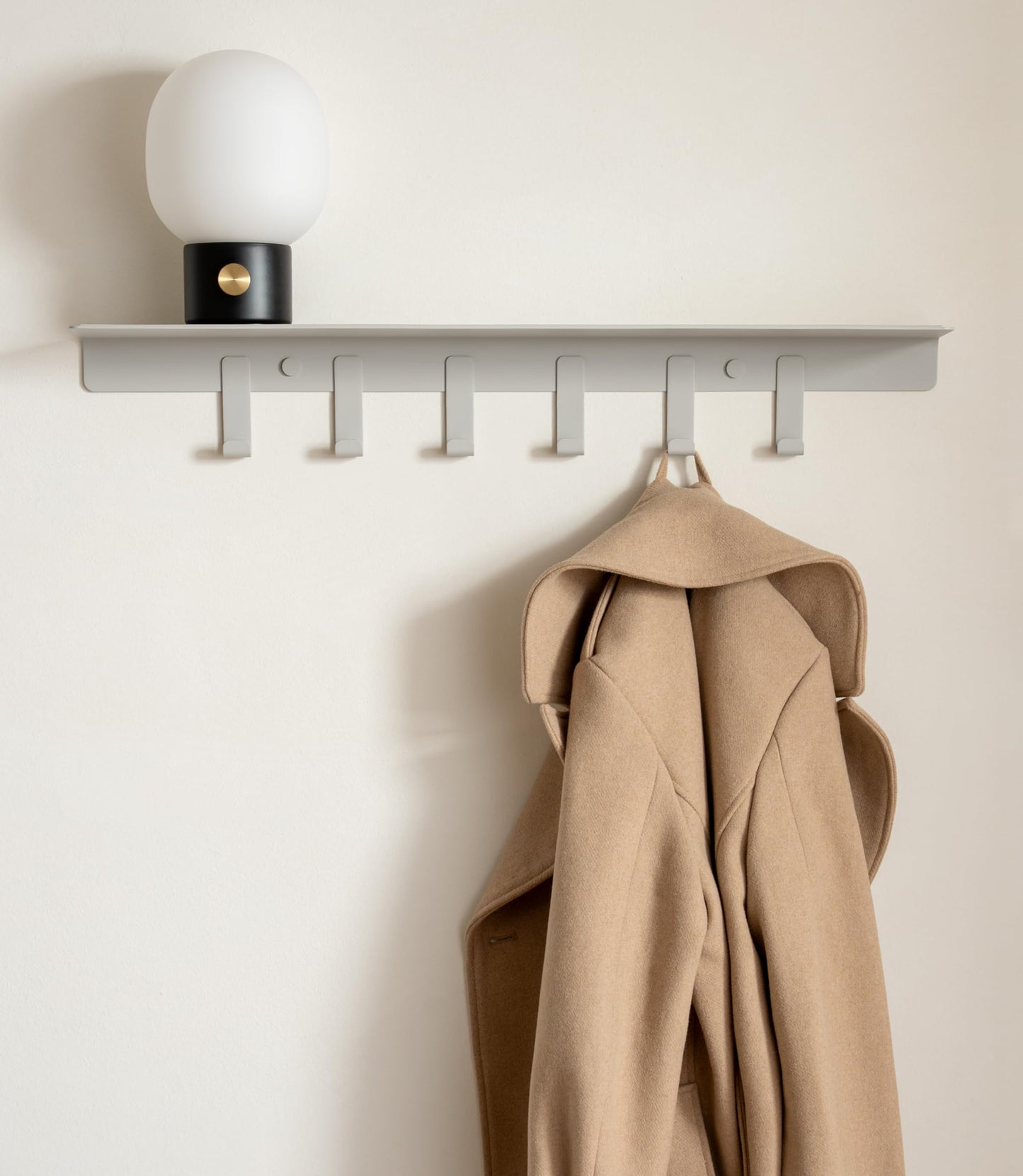 Kazai. Wall Mounted Coat Rack with Shelf 'Holmsen' | Modern Coat Hooks Wall Mounted | Hanger with Storage Shelf | Metal Hook Rack for Hallway