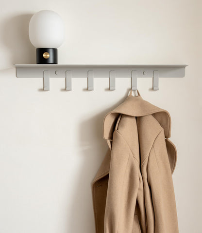 Kazai. Wall Mounted Coat Rack with Shelf 'Holmsen' | Modern Coat Hooks Wall Mounted | Hanger with Storage Shelf | Metal Hook Rack for Hallway