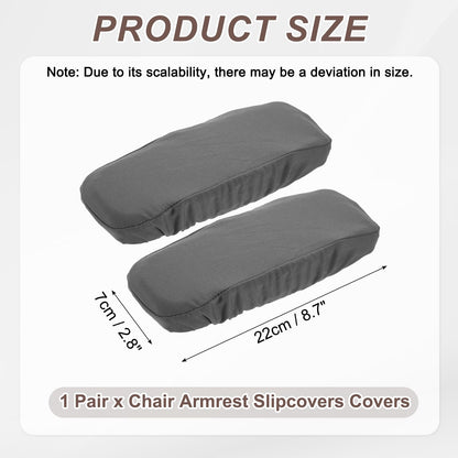 sourcing map Chair Armrest Slipcovers Covers, 22 x 7cm Polyester Removable Seat Hand Rest Protector for Office Chairs Desk Chair(Gray)