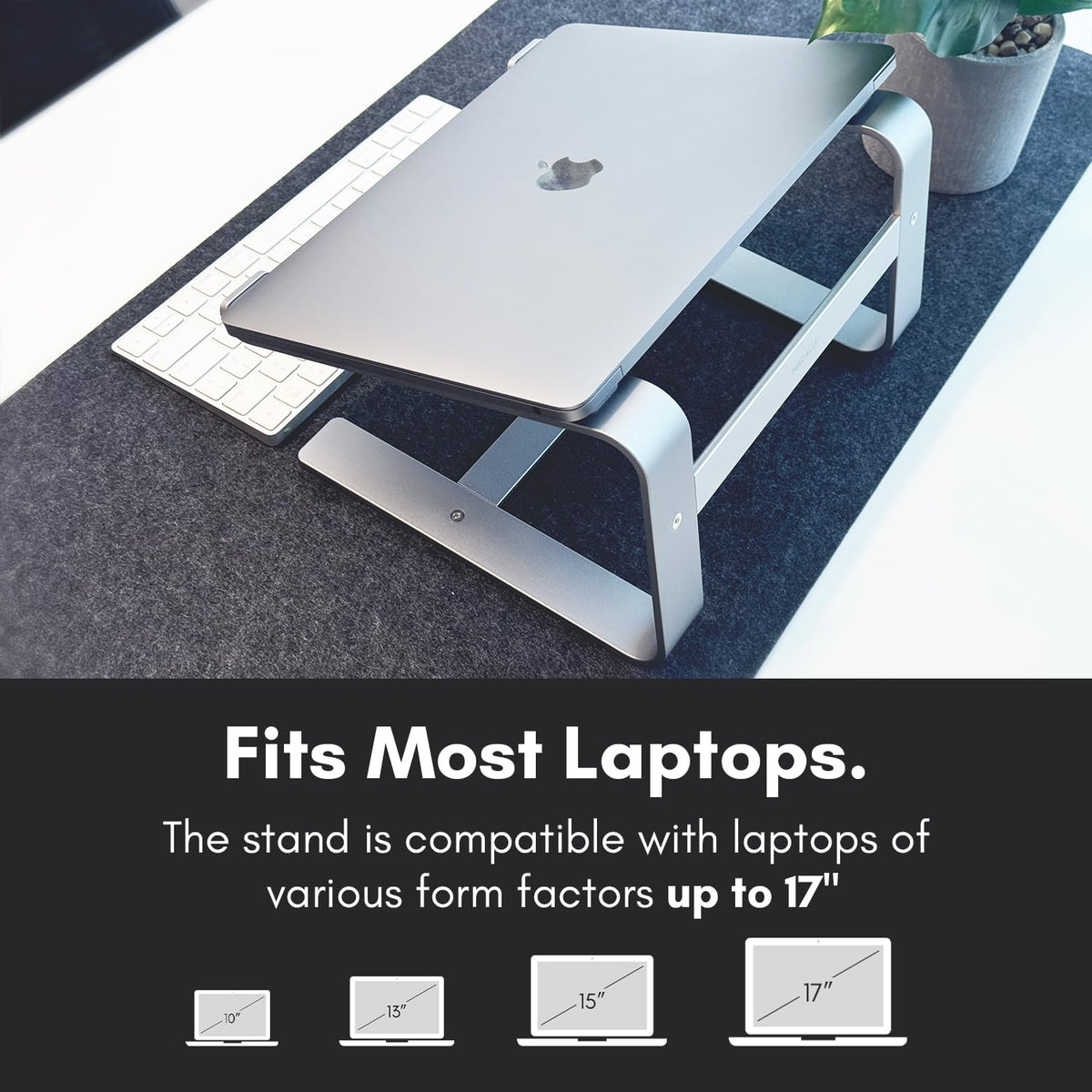 Macally Aluminum Laptop Stand for Desk - Works with All MacBook/Pro/Air & Laptops Between 10” to 17.3” - Sleek and Sturdy Laptop Riser - (ASTANDSG)