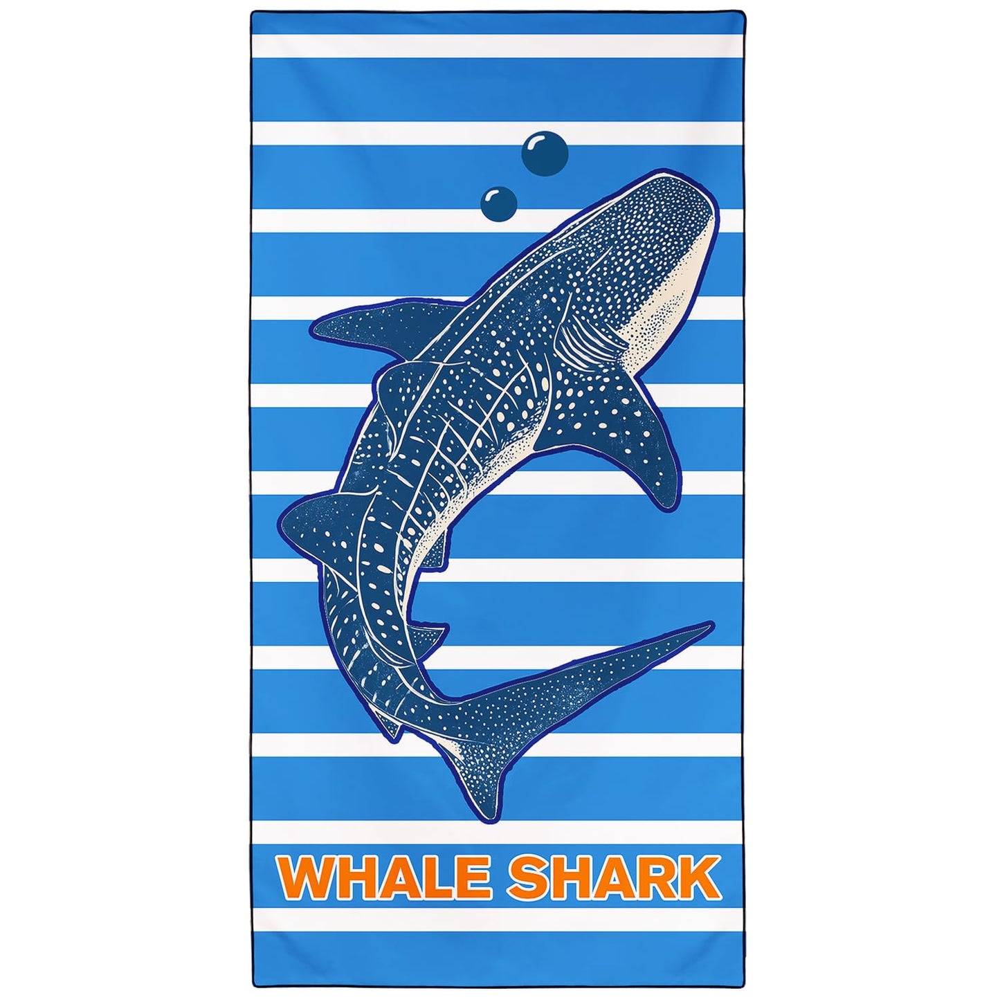 Violetpos Blue Stripe Whale Shark Beach Towel, Extra Large 180x90 cm 250GSM Microfibre, Sand Free Quick Dry