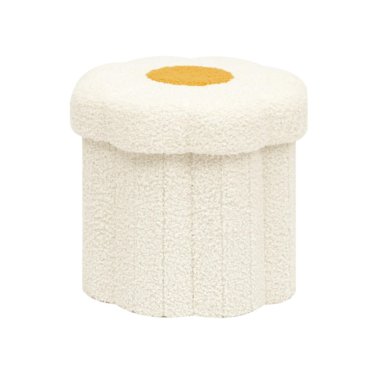 Bonlife Flower Shape Ottoman with Lid, Folding Footrest, Small Storage Box