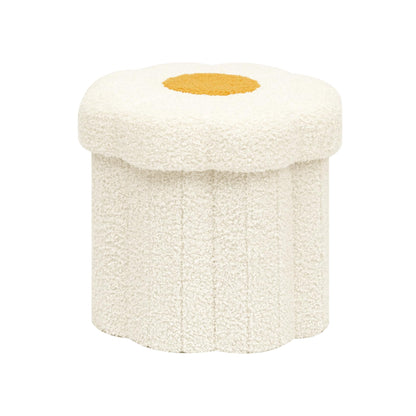 Bonlife Flower Shape Ottoman with Lid, Folding Footrest, Small Storage Box