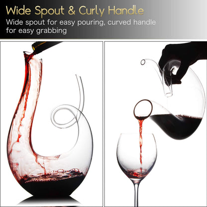 Swan Wine Decanter, Red Wine Decanter for 750ml, 1.2L Designed Horn Wine Decanter Set, Handblown, Lead-Free