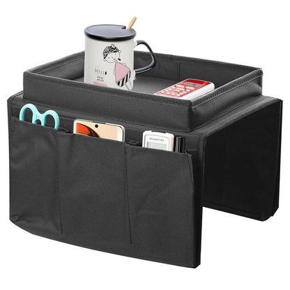 Eulihent Sofa Arm Tray Armchair Tray Organiser Waterproof Non-Slip Sofa Arm Table with 4 Bags for Drinks,Phone,TV Remote Control, Magazine
