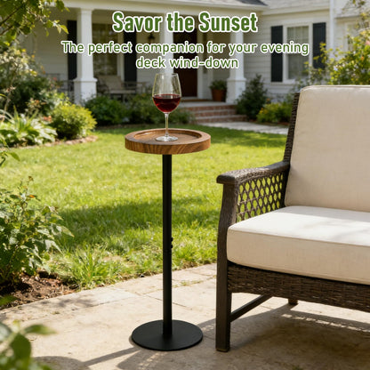 Simcat Small Round Side Table, Drink Table for Small Spaces and Modern Decor (2, Walnut)