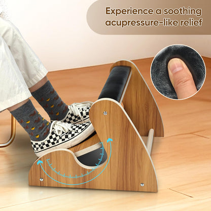 Mounting UP Dual-Layer Wooden Foot Rest Under Desk – Rocking Massage Pad & Cushioned Top, Ergonomic Foot Stool